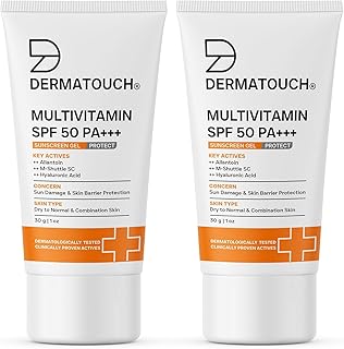 DERMATOUCH Multivitamin SPF 50 PA+++ Sunscreen Gel | UVA-UVB Protection | Zero White Cast | Unisex | 30g (Pack of 2)