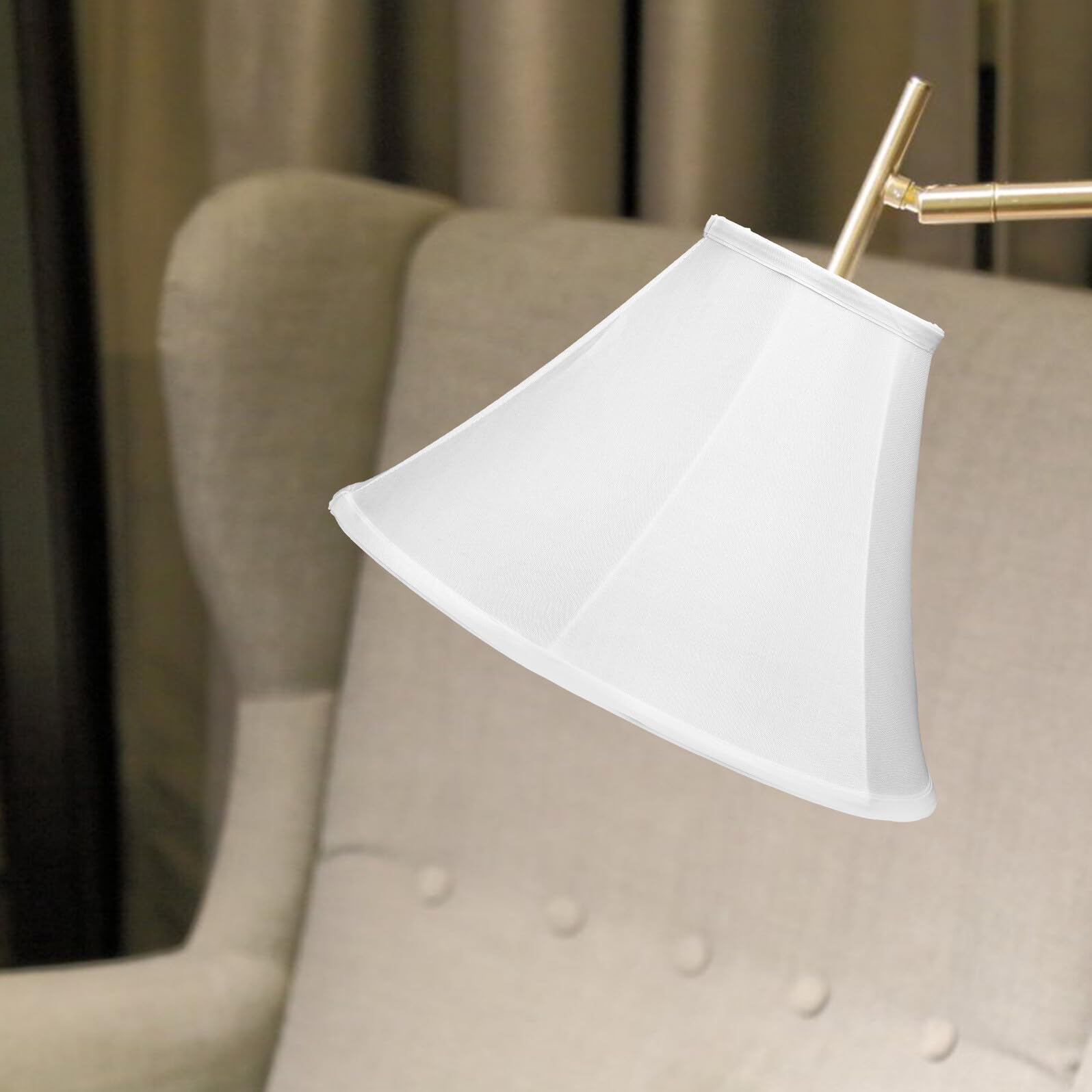 Abat-jour Tambour Pliable en Tissu et Métal, Base E27, Blanc