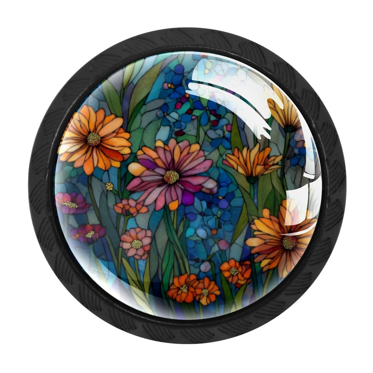 HEOEH 4 PCS Kitchen Cabinet Knobs, Wildflower Drawer Knobs Dresser Handles