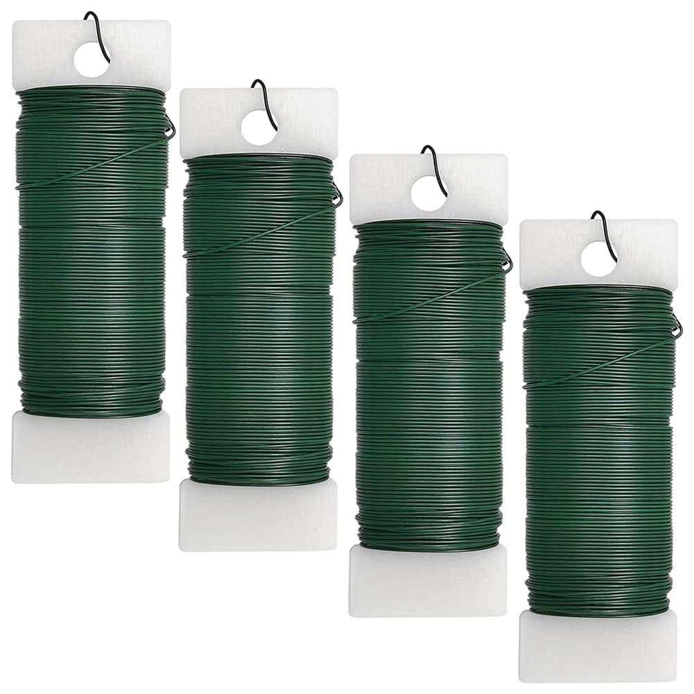 KJKVIVH 4Pack Floral Wire Flexible Paddle Wire Florist Green Wire for Crafts,Wreaths, Tree,Garland and Floral Flower Arrangement