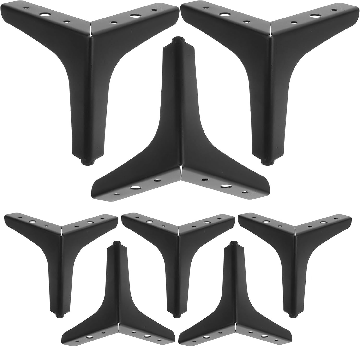 Cabilock 8pcs Matte Black Metal Furniture Legs Adjustable Iron Replacement Feet for Sofa Coffee Table Tv Stand Bathroom Cabinet, Mid Century Style Couch Riser Supports