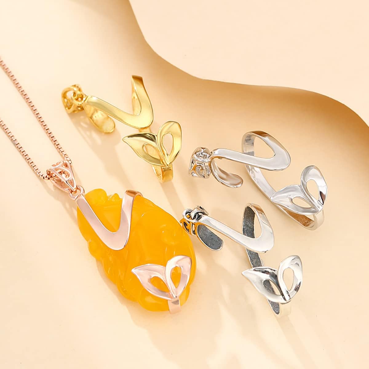 Thai Sterling Silver Fox Shaped Pendant Base Setting fit 17X30mm Irregular Cabochon for Necklace Jewelry Making Craft