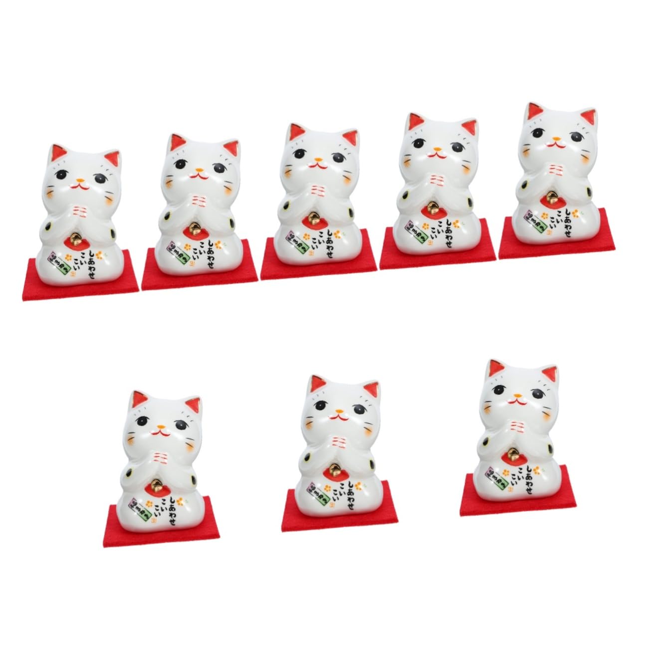 Alipis 8 Pièces Chat Chanceux Animaux Miniatures Statue Maneki Neko décoration Miniature Faire Signe Jouet décoration Maison Joli décor de Chat de en céramique Blanche