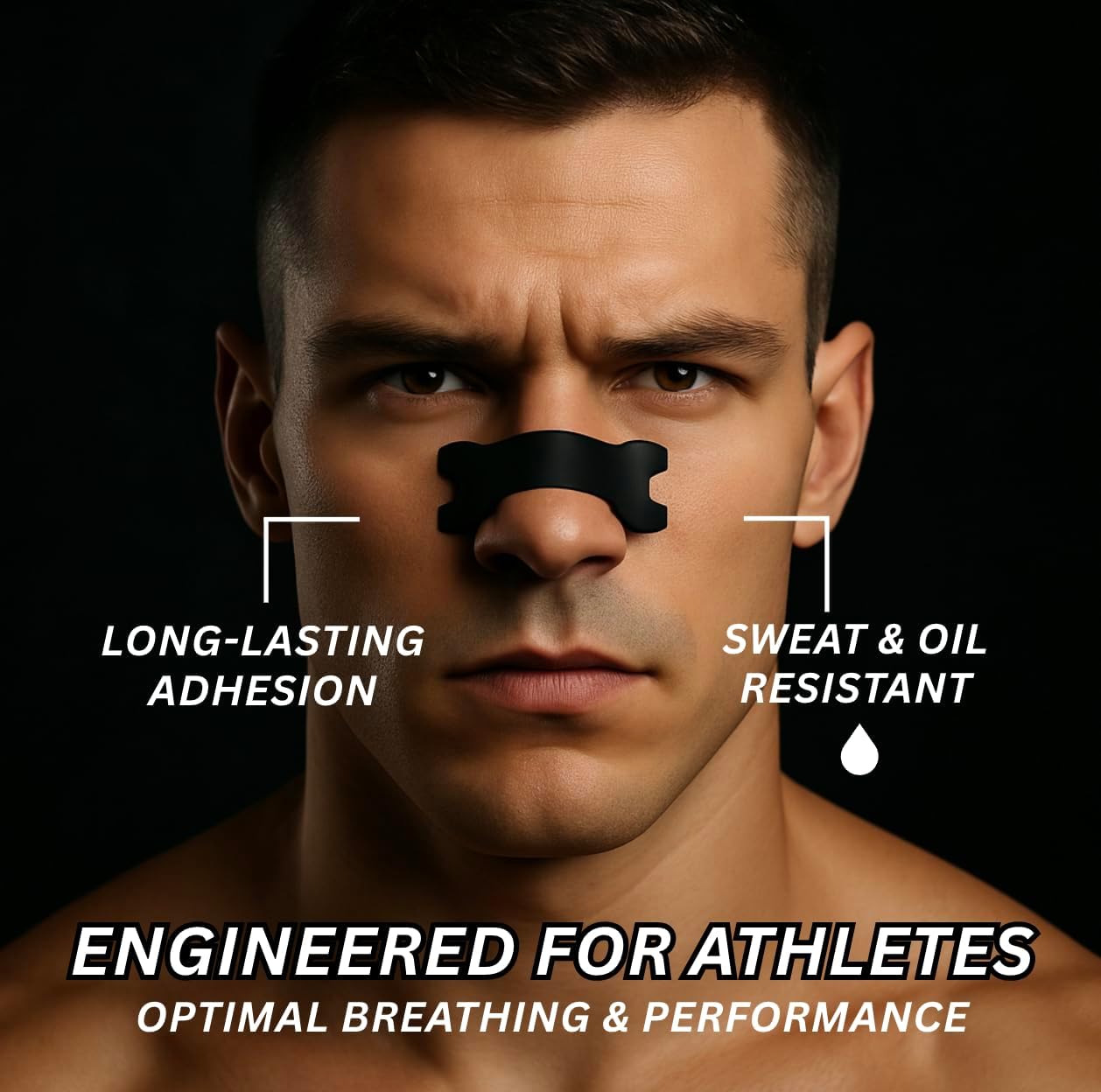 Performance Nose Strips for Breathing (90 Count) - Oil & Sweat Proof Adhesive - Athletic Nasal Strips for Snoring & Sleeping - Black, Wide, Universal Fit, Extra Strength Snoring Solution for Sleep - Image 2