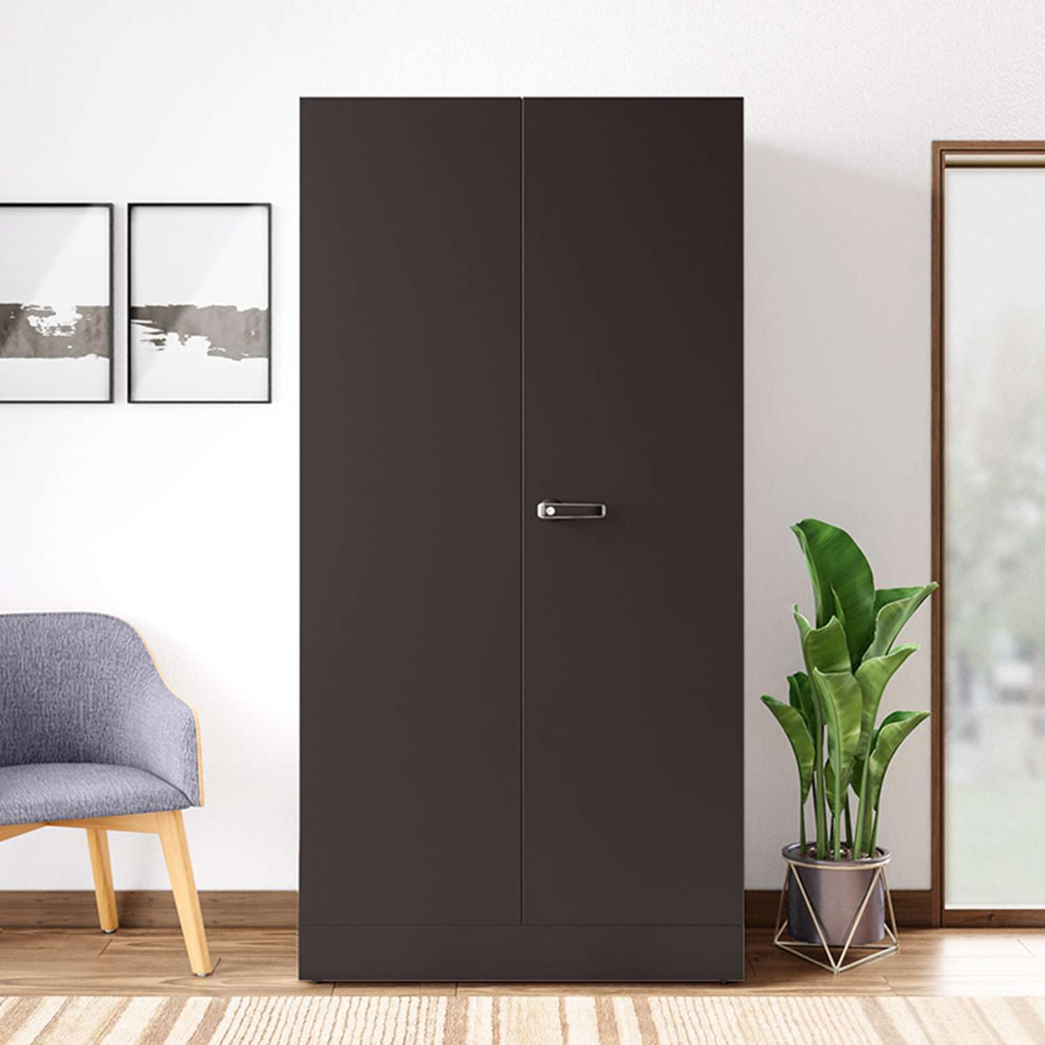 GODREJ INTERIO Almirah Auraline Women Basic 2-Door Steel Almirah, Cupboard for Clothes (Textured Coffee Brown), 1-Year Warranty, 7 Shelves, 1 Drawer-image-30