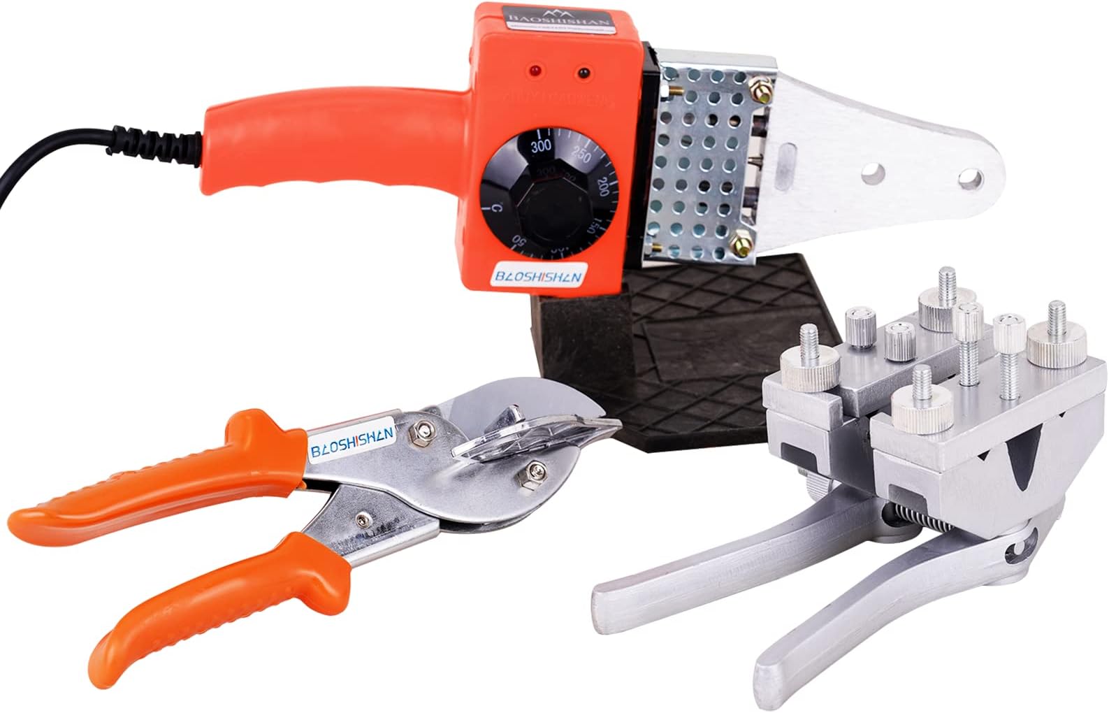 BAOSHISHAN PU Round Belt Welding Machine Polyurethane Belt Hot Melt Machine PU Belt Welder Connector 220V 300℃ (PU Belt Welder+Scissor+Fixture)