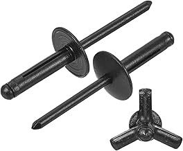 uxcell 60Pcs 3/16"x3/4" Aluminum Large Head Tri Grip Rivets, Large Flange Tri Grip Rivets for DIY, Sheet Metal, Automotive Repairs, Furniture, Marine Boat (Black)