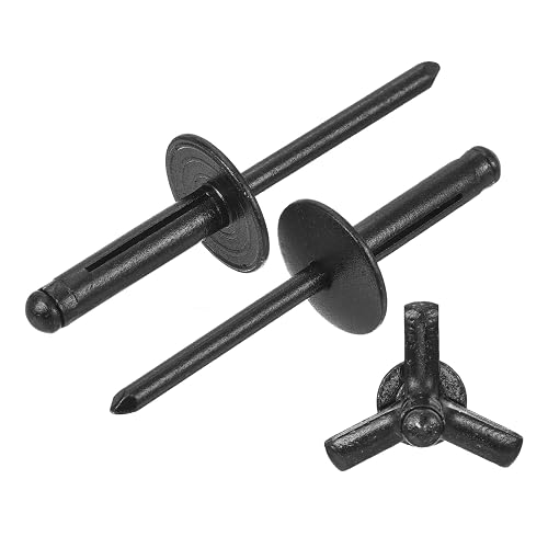 uxcell 60Pcs 3/16"x3/4" Aluminum Large Head Tri Grip Rivets, Large Flange Tri Grip Rivets for DIY, Sheet Metal, Automotive Repairs, Furniture, Marine Boat (Black)