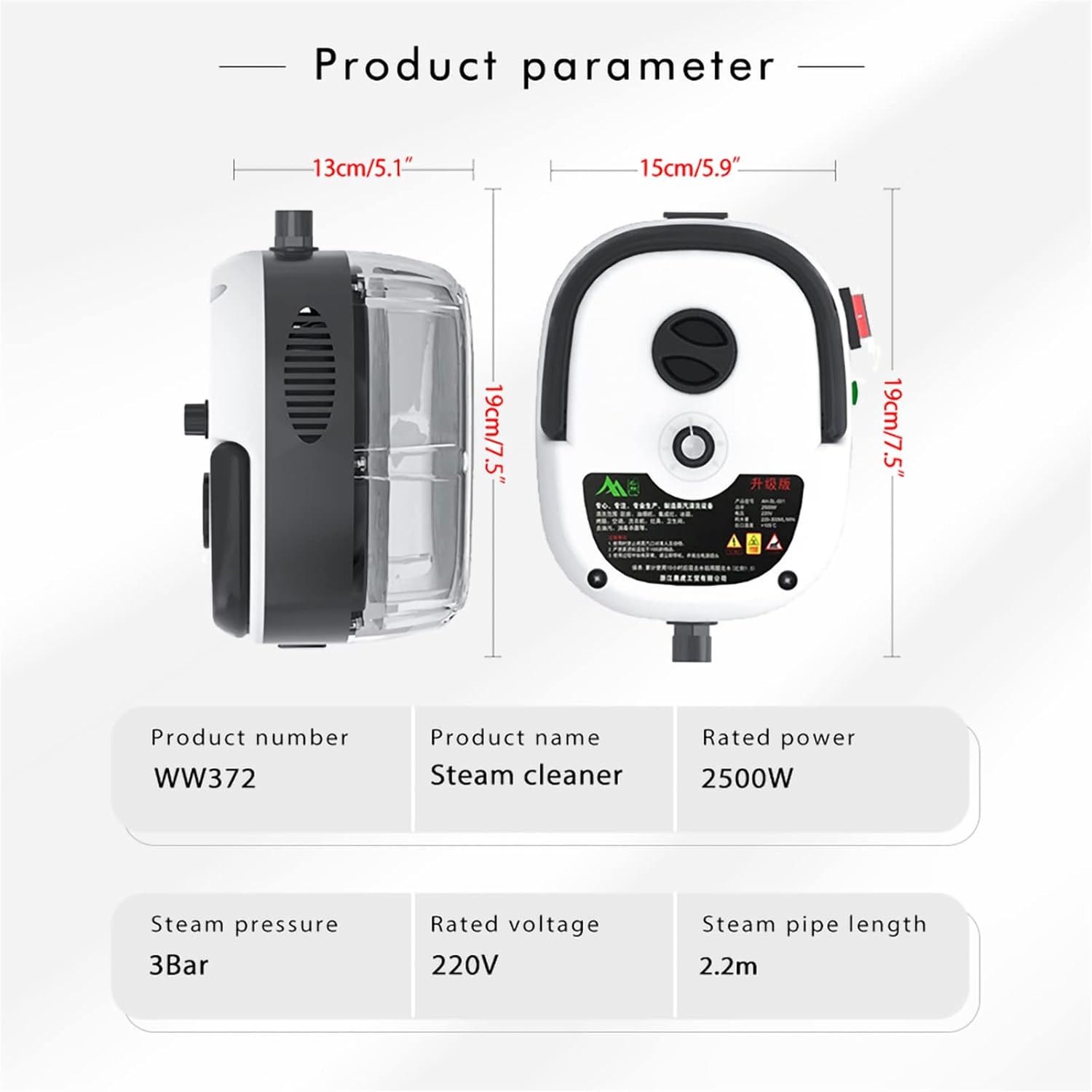 2500W High Pressure Steam Cleaner, Hand-Held Portable Steam Cleaning Machine Six Gears Adjustable,for Home Use Grout Tile Car Detailing Kitchen Bathroom,with Cleaning kit Tool,Red