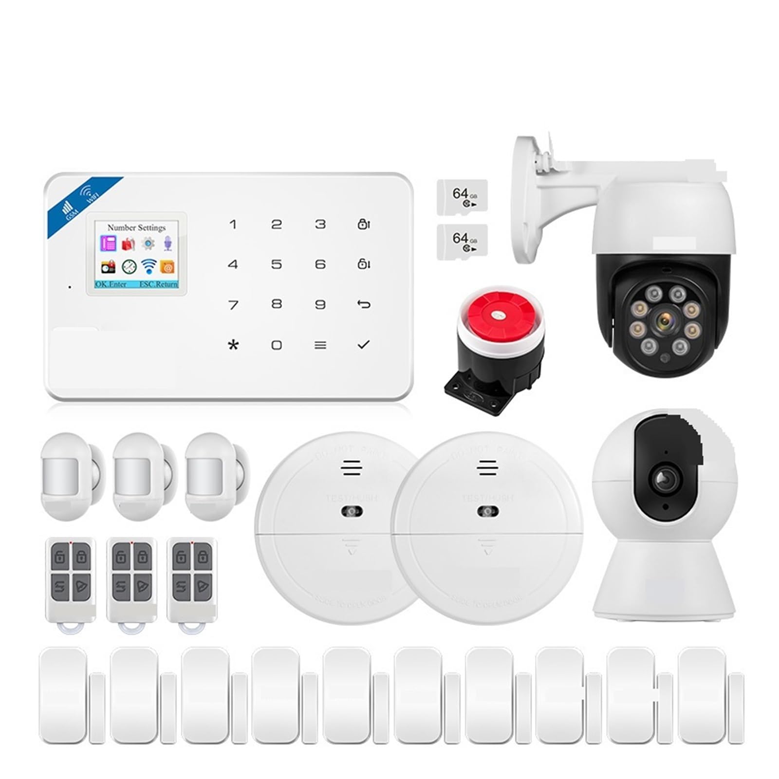 De Alarma For Seguridad Antirrobo De Hogar Inteligente, 433MHz, gsm, Alarma, Control Inalámbrico por Aplicación Tuya,FáCil ConfiguracióN Y Uso(Kit 1)
