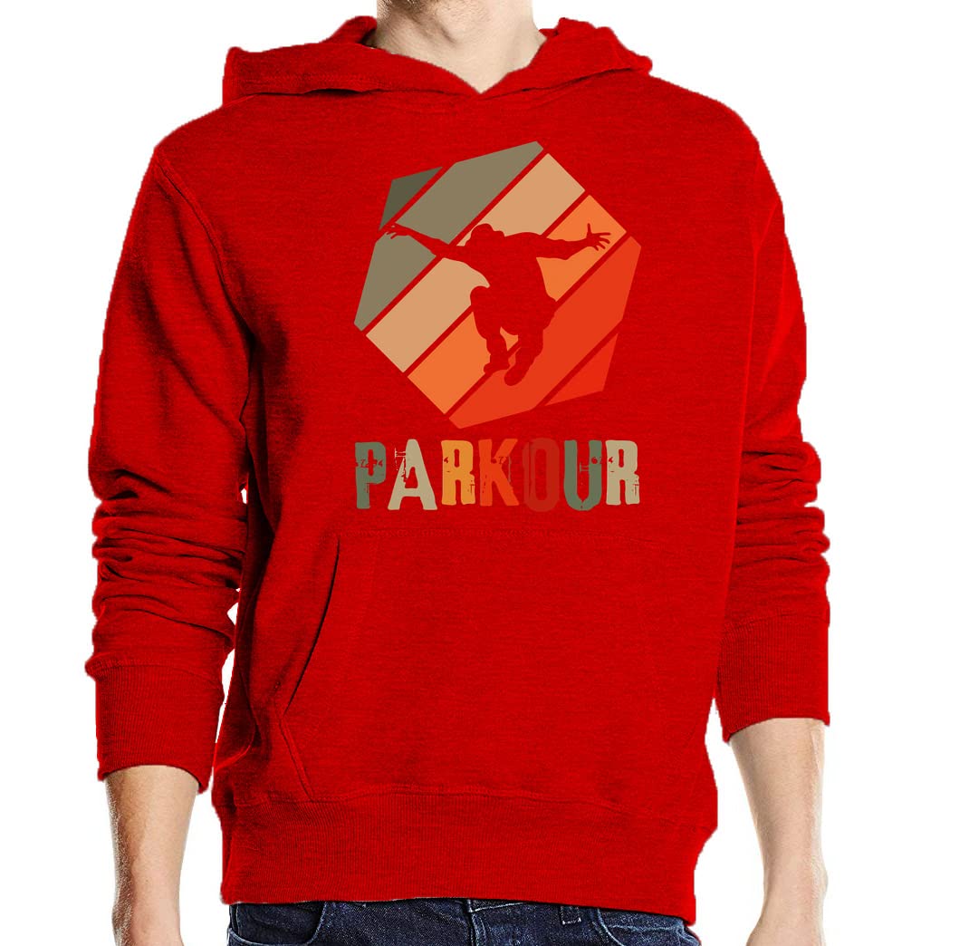 Genérico Parkour Colorful Jump Graphic - Sudadera con capucha unisex en mezcla de algodón, color rojo