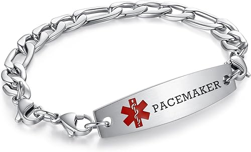 Miniatura 15 de Brazaletes de alerta médica ajustables de 7.5" a 9" para mujer/hombre, de acero inoxidable, intercambiables
