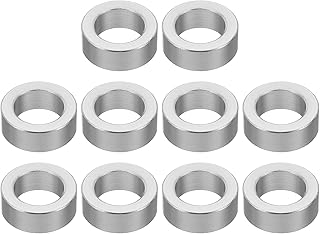 PATIKIL M10 Aluminum Spacers,10 Pcs Metal Spacer Aluminum Round 10.2mm ID x 16mm OD x 6mm L Thickness Aluminum Spacer Screw Standoff for 3/8" M10 Screw Bolt