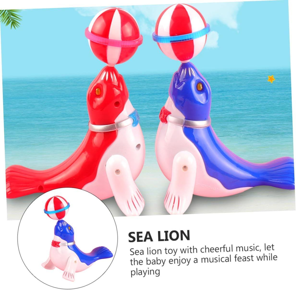 BESTonZON Cartoon Sea Lion Toy Electric Light-up Educational Plaything for Boy Girl Fun Dancing Sea Animal with Ball for Boy Girl's Day Gift Batteries Not Included