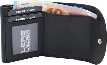 Small Men's and Women's wallet LEAS Genuine Leather black - ''LEAS Mini-Edition''