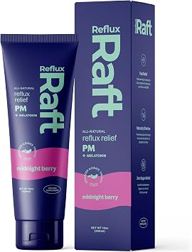 RefluxRaft Acid Reflux Alginate Therapy, Midnight Berry, 10 oz Tube, 1 Pack | 1mg melatonin, GERD, LPR & nighttime reflux support, acid barrier, sugar-free, low sodium, doctor-founded, 60 servings