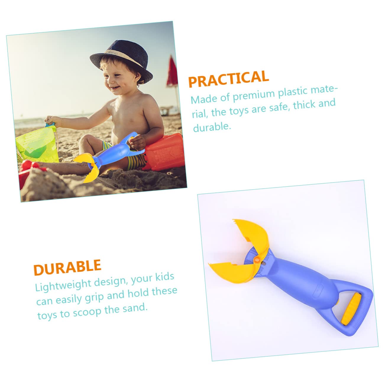 iplusmile 2 Piezas Juguete de Playa Infantil Azul Agarrador de Arena y Práctico para Verano Favorece Habilidades Manuales Imaginación para Playa
