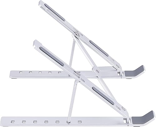 Miniatura 9 de Soporte elevador para laptop, soporte elevador para tablet de computadora, 6 ángulos, ajustable, de aluminio, ergonómico, plegable, portátil,