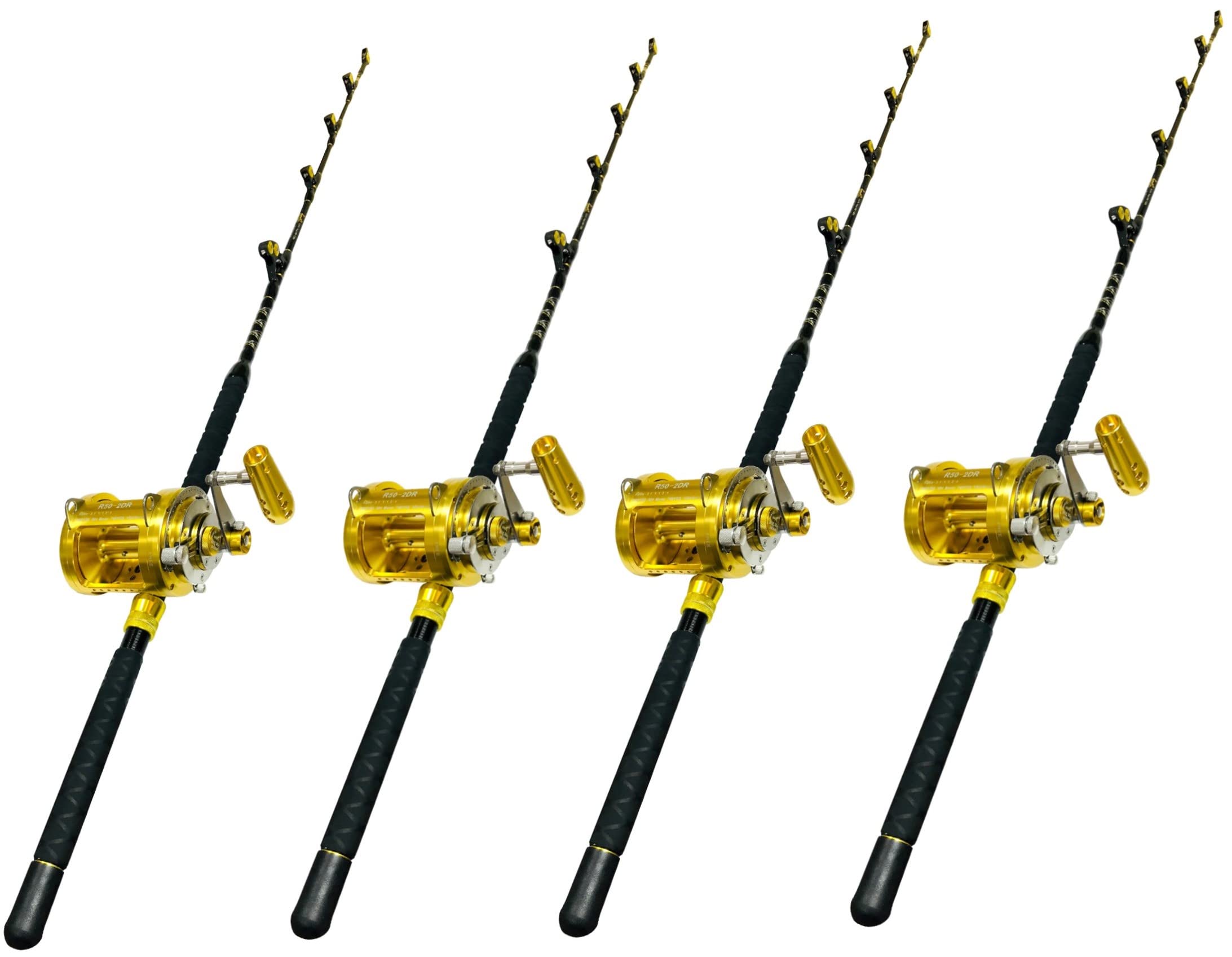 50W 2-Speed Reels on 100-120 lb. Tournament Rods (4 Pack) : Sports & Outdoors