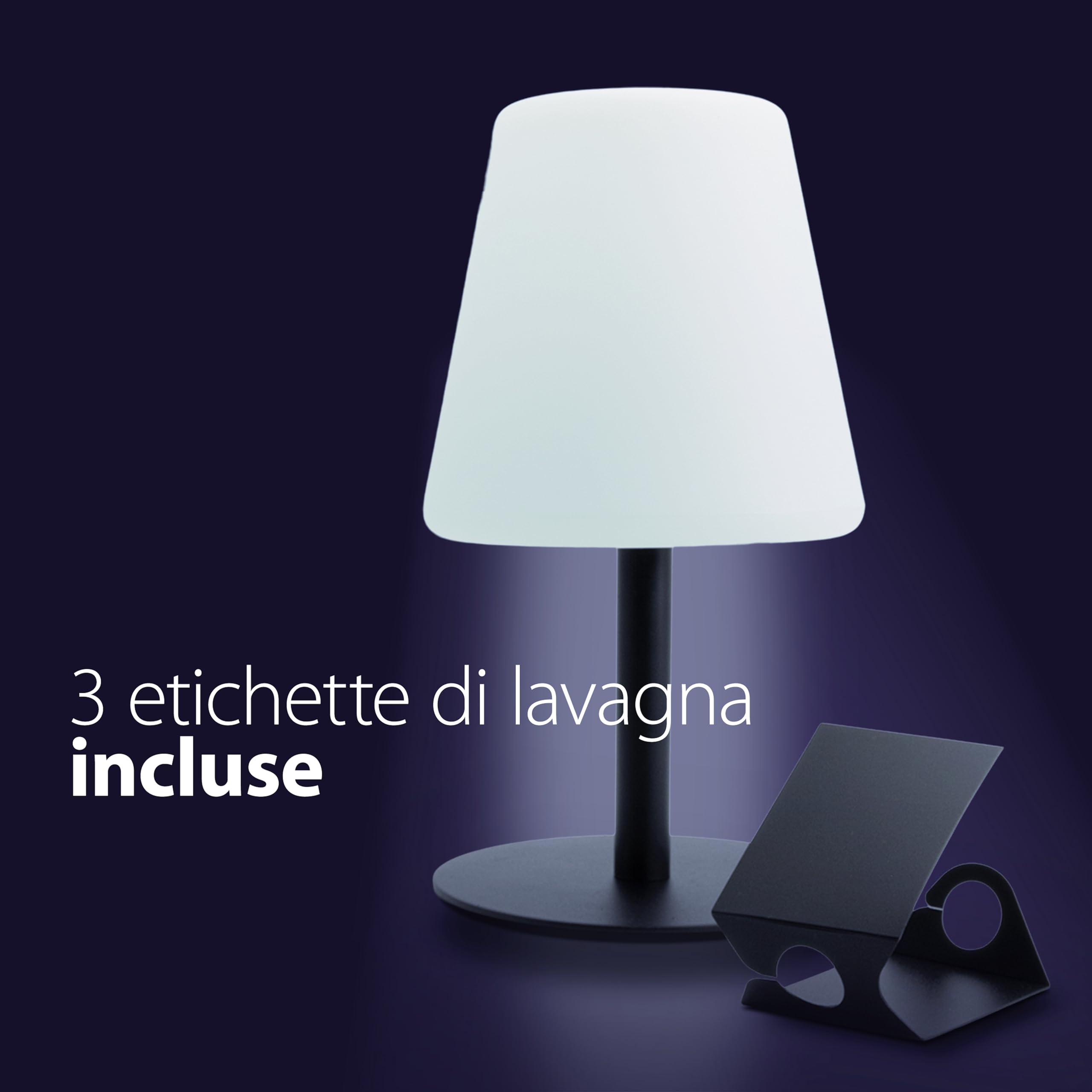 SECURIT - Lampada Da Tavolo LED Michelle - Per Caffè, Ristoranti, Bar, Hotel - Per Interni Ed Esterni - Senza Fili - Ricarica USB - Colore Bianco/Nero