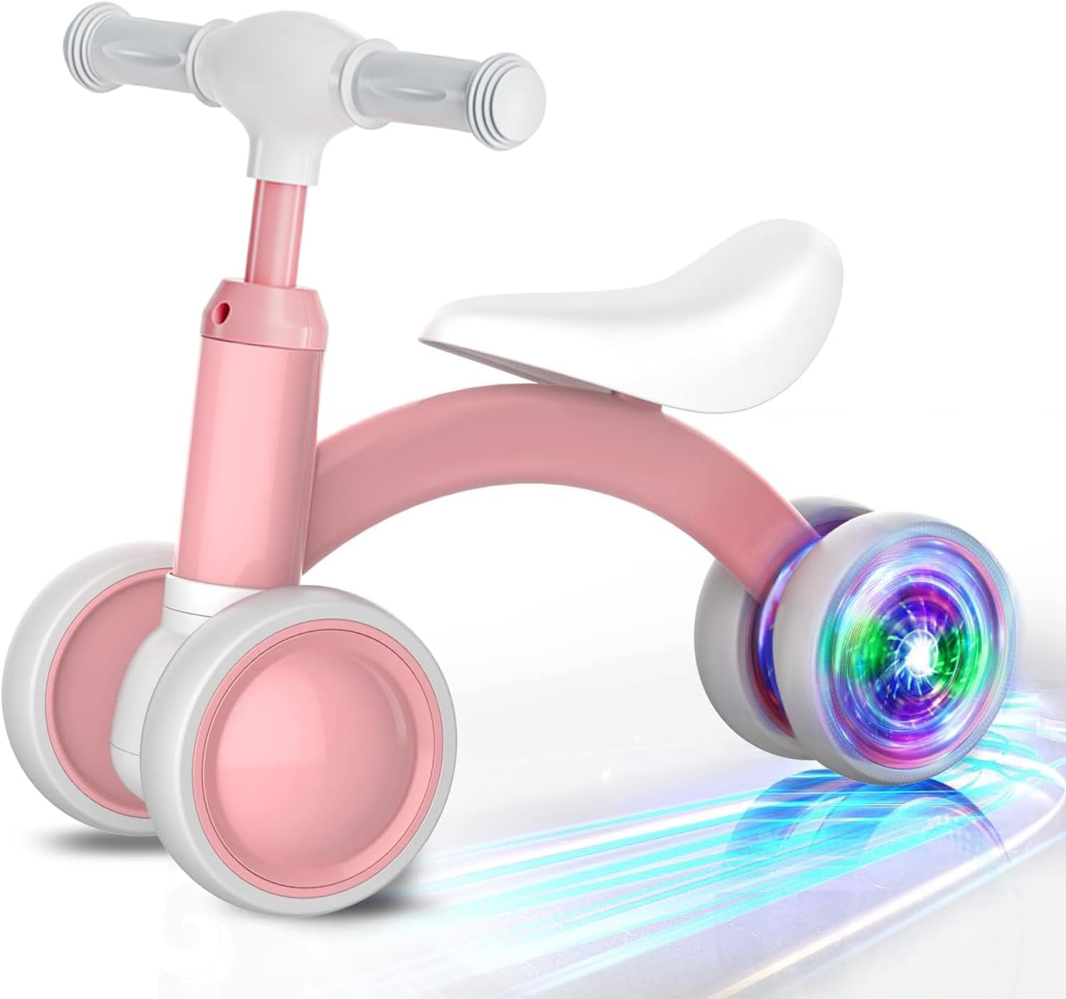 Colorful Lighting Baby Balance Bike Toys for 1 Year Old Girl Gifts, 10-36 Month Toddler Balance Bike, No Pedal 4 Silence Wheels & Soft Seat Pre-School First Riding on Toys, 1st Birthday Gifts.