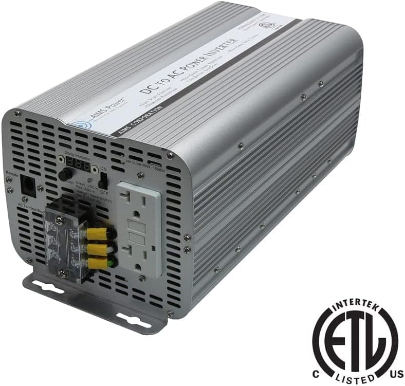 AIMS Power 3000 Watt / 6000 Watt Peak Modified Sine Power Inverter 12 Volt DC to 120 Volt AC ETL Listed with Remote
