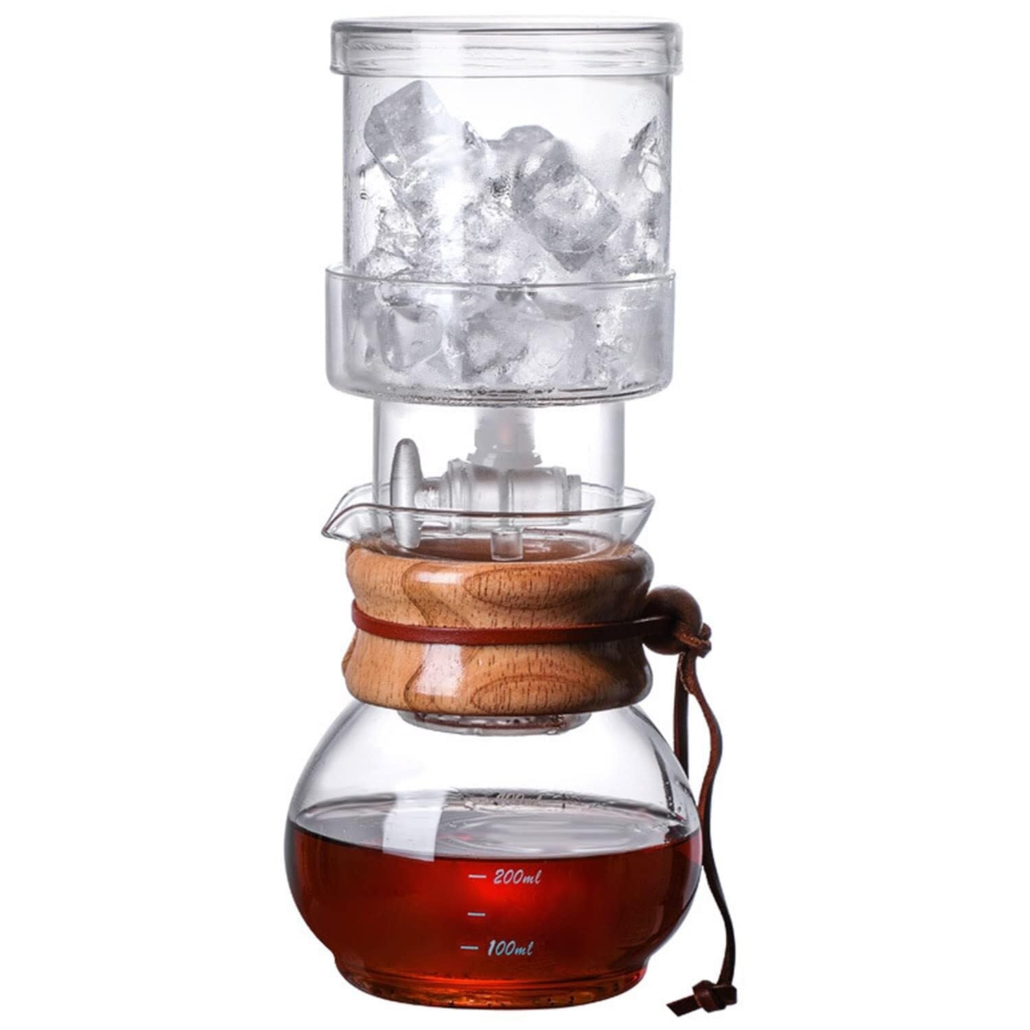 Cold Brew Drip Tower， Ice Cold Brew Dripper, ręcznie robiony Cold Brew Coffee Maker z regulowanym dripperem, odłączany szklany Cold Brew Maker do domu, biura