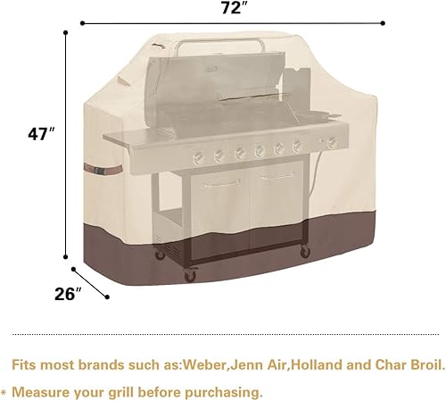 Miniatura 2 de Vailge Cubierta resistente para barbacoa de 72 pulgadas, impermeable y a prueba de polvo, resistente a los rayos UV y a los desgarros, se adapta a