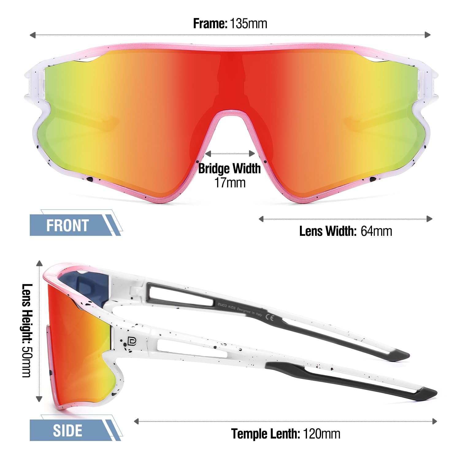 DUCO DCDK268 dziecięce okulary przeciwsłoneczne, młodzieżowe, lekkie okulary przeciwsłoneczne, TR90, UV400, sportowe okulary przeciwsłoneczne dla chłopców i dziewczynek
