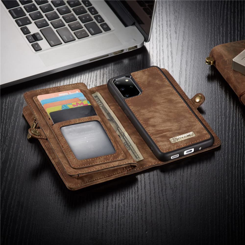 Funda de Cuero para Samsung S22 S21 S20 FE S10 S9 S8 Plus S7 Edge Wallet Card Cover para Galaxy Note 20 Ultra 10 9 8, marrón, Samsung S10 (5G)