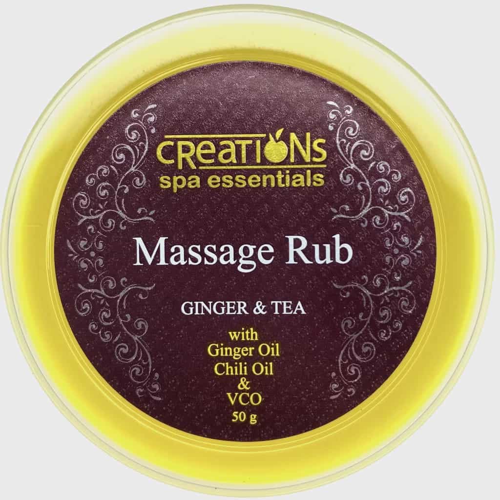 MASSAGE RUB CREATIONS SPA ESSENTIALS PAIN RELIEF (GINGER & TEA) FOR BODY AND MUSCLE PAIN
