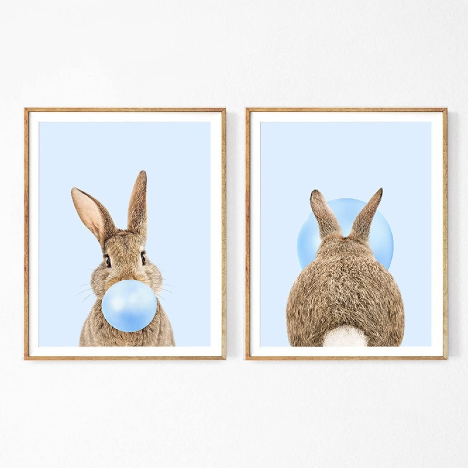 Panda Wandbild Mit Kaugummi & Ballon - 2-tlg Leinwand Set 30x40 Cm