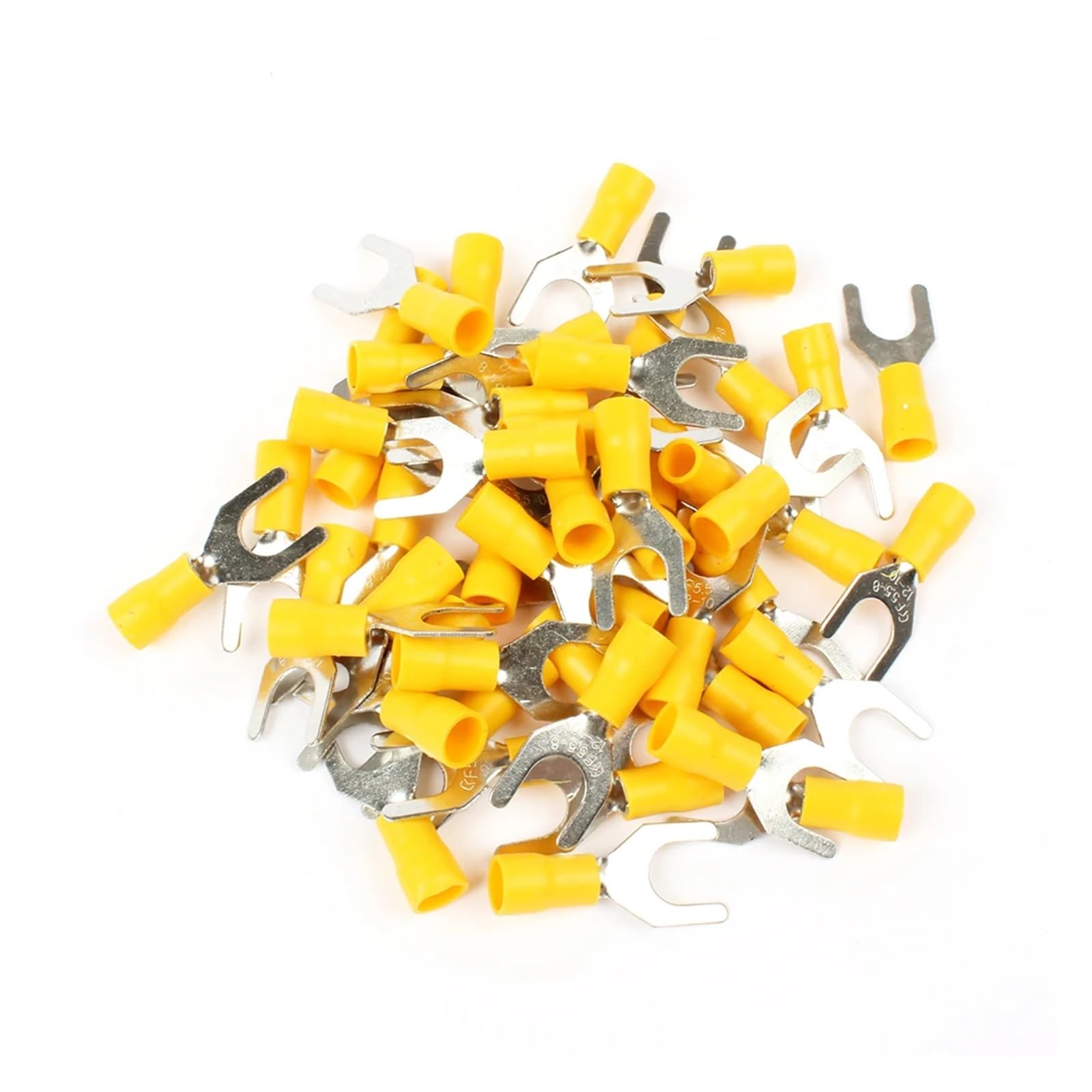 Terminal de crimpado eléctrico, Kit de terminales de engarce aislados de 300 Piezas, Extremo de Anillo de Pala Multicolor(50pcs SV5.5-10Yellow)
