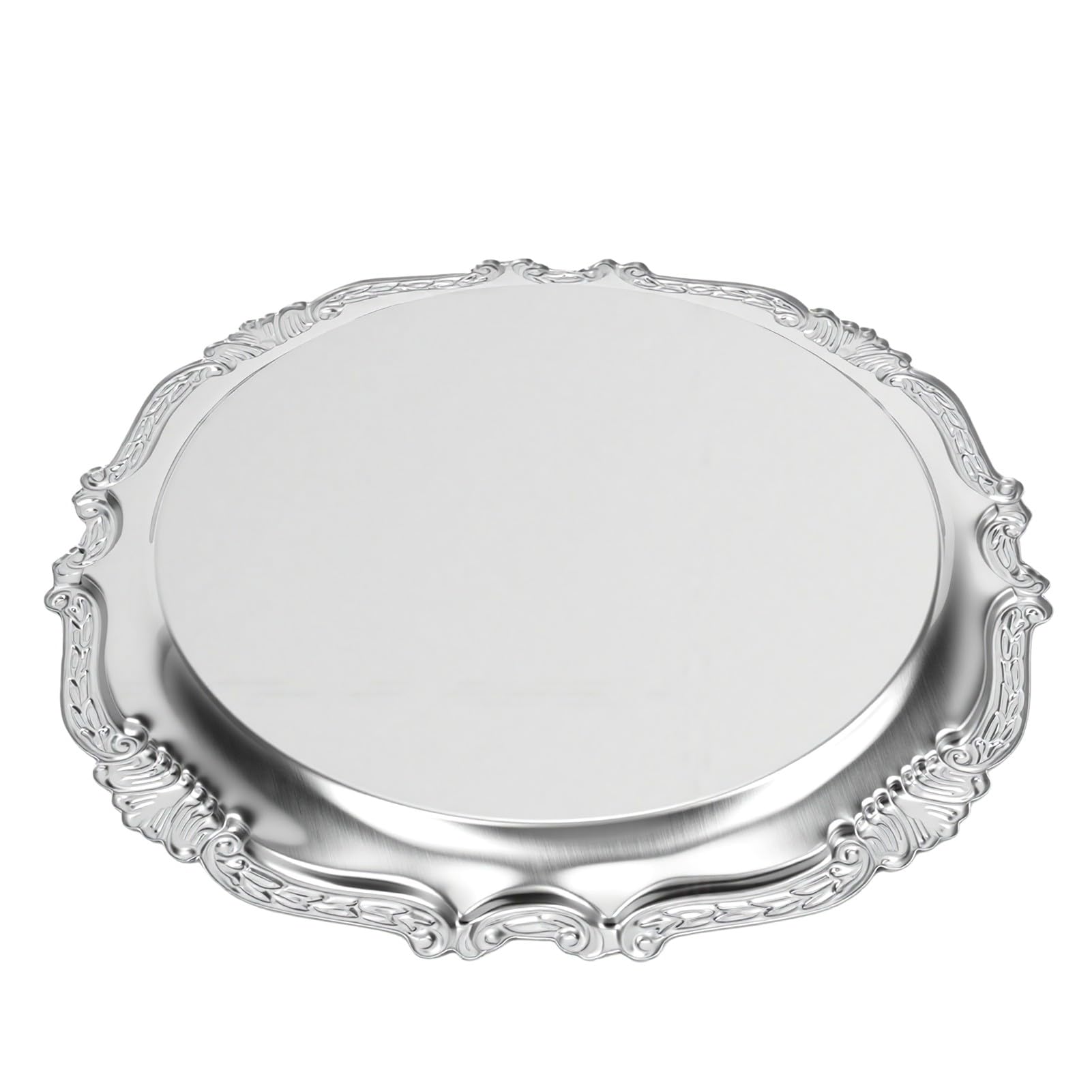 Tnfeeon Plateau de Service en Acier Inoxydable 304, Rond 32.5 Cm, Fini