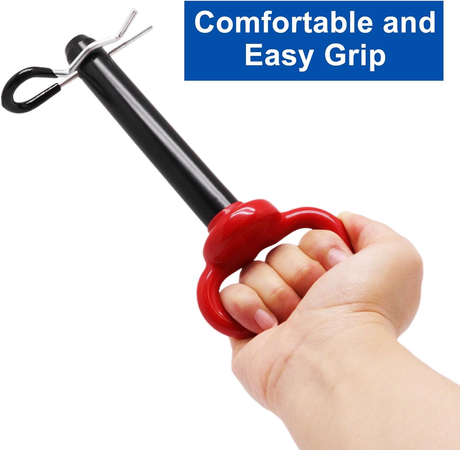 2 PCS Hitch Pin, 3/4 x 4-1/4 Inch Tractor Towing Hitch Pin with Clip, Red Handle Trailer Clevis Gate Pin for RV Truck Boat ATV Lawn Mower