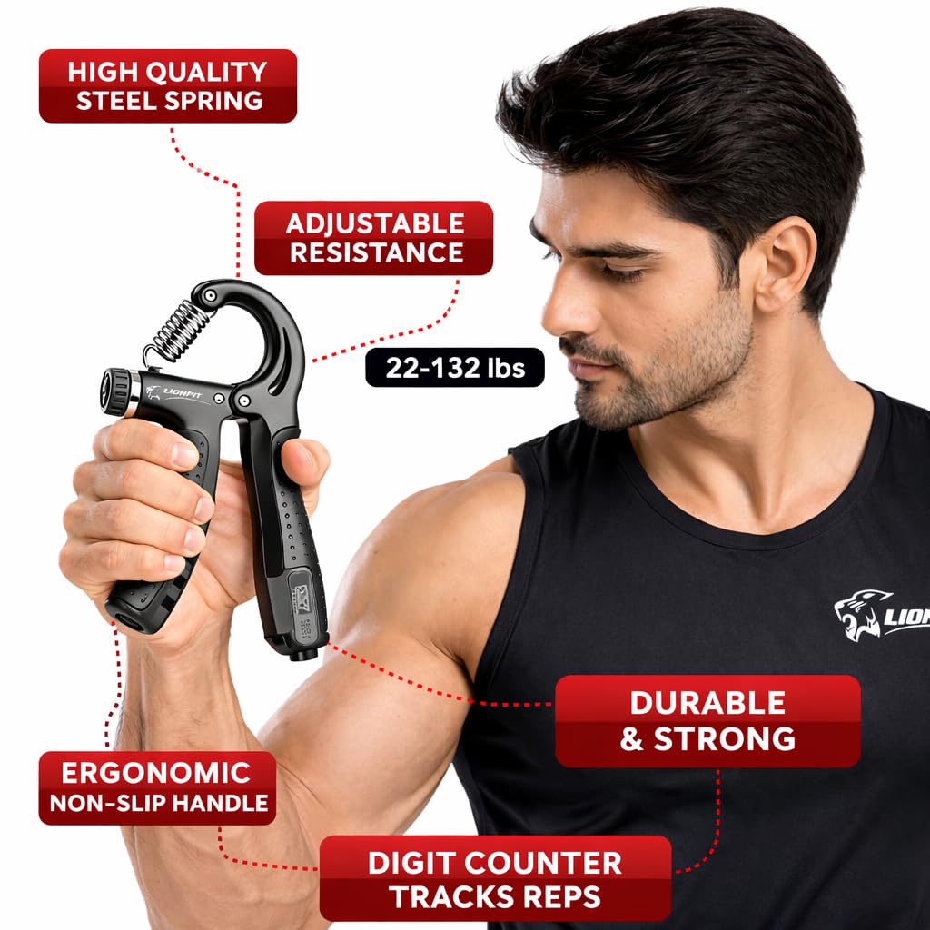 SUREFIT Double Spring Tummy Trimmer with Hand Grip Strengthener with Digital Counter (5-60 kg Adjustable) | Home Gym Equipment for Abs Workout, Belly Fat Loss, Chest Expander & Forearm Strength 1