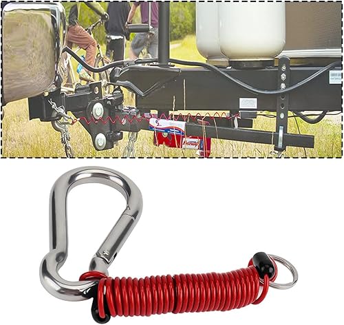 AUCELI Cable de seguridad en espiral de acero inoxidable para remolque, cable de seguridad en espiral para remolque, cable de acero resistente,