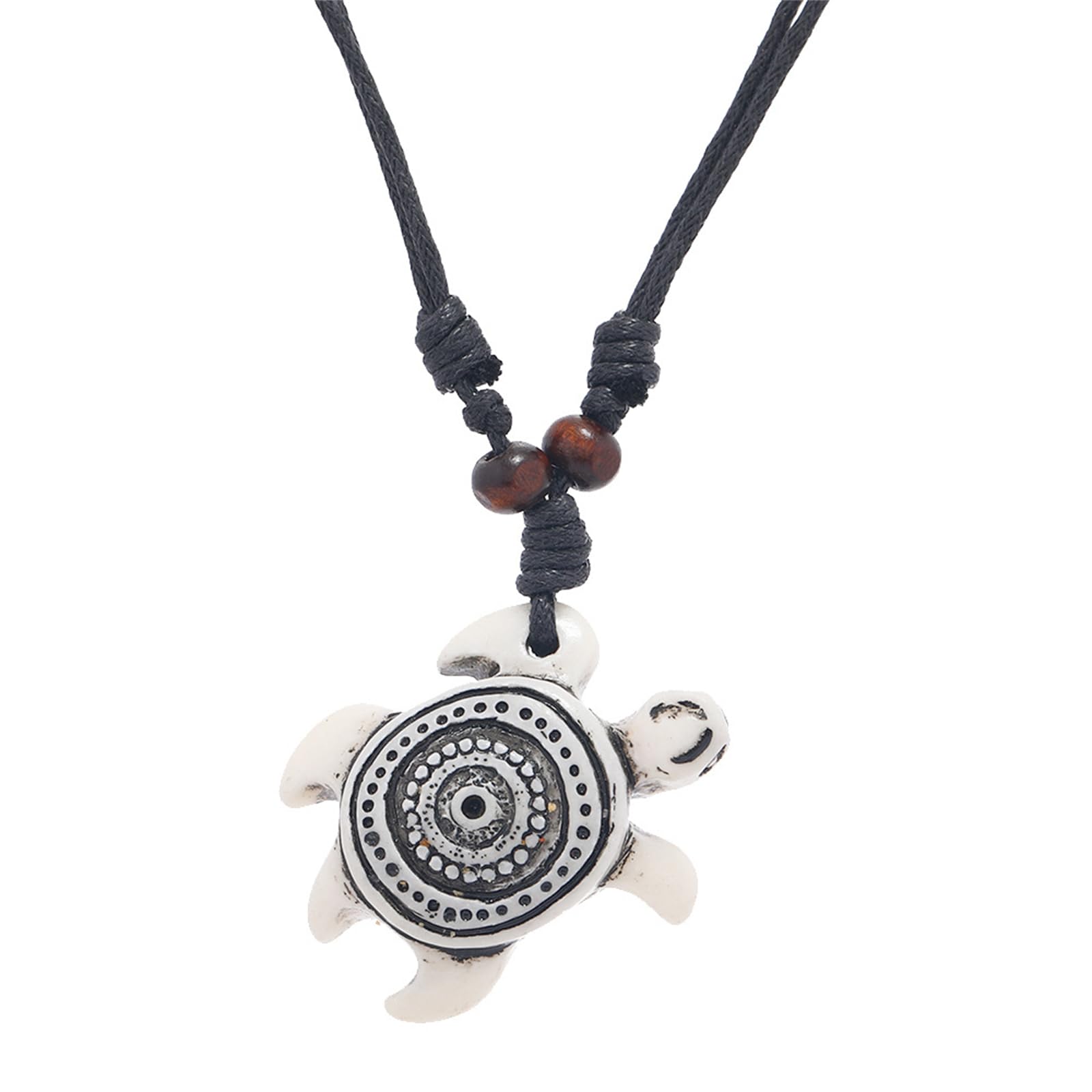 LPYO Turtle Necklaces for Men and Women Fashion Punk Artificial Bone Carving Sea Turtles Tortoise Pendant Necklaces Vintage Handmade Adjustable Rope