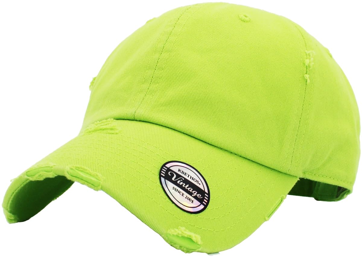 KBETHOS Vintage Washed Distressed Cotton Dad Hat Baseball Cap Adjustable Polo Trucker Unisex Style Headwear