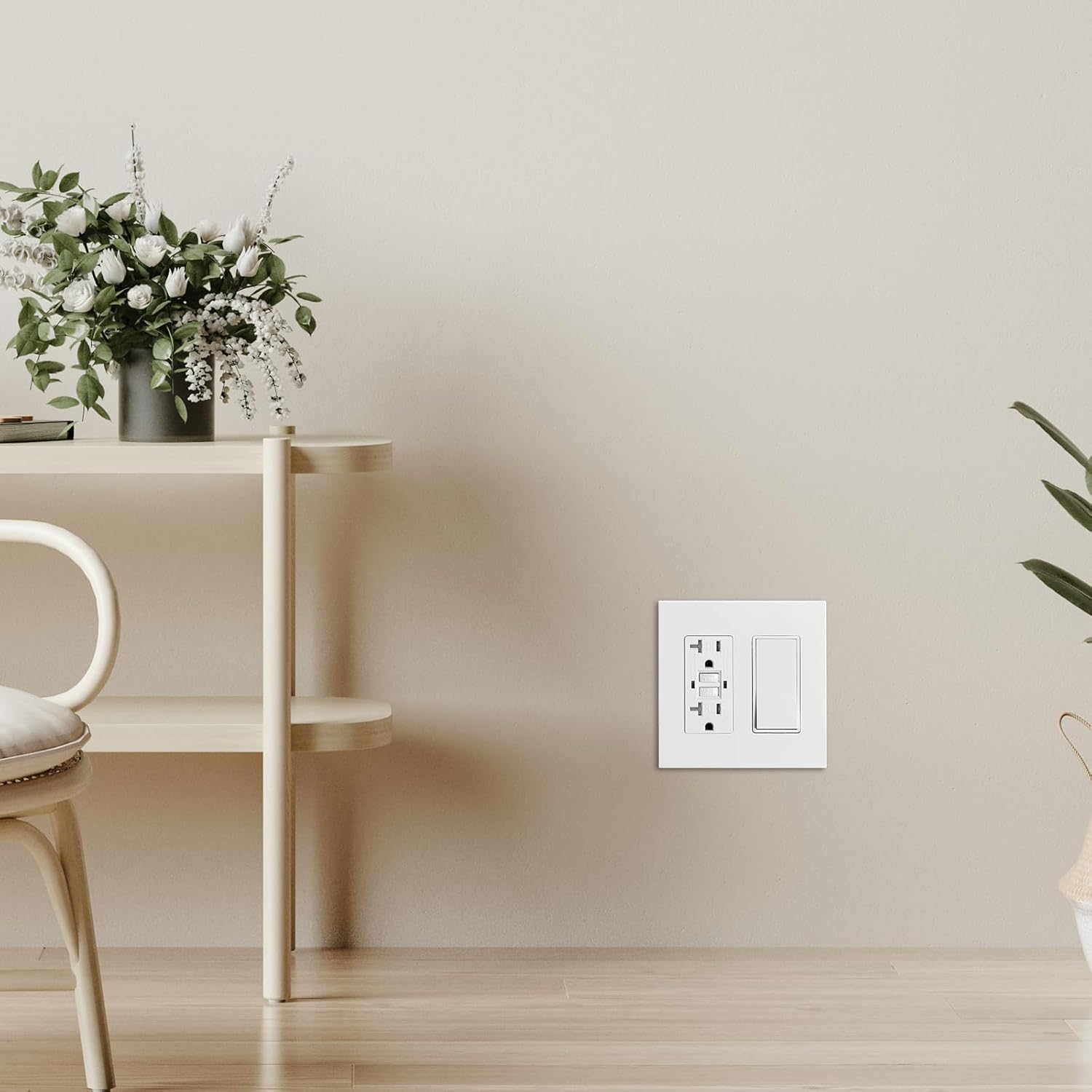 VEVOR Double Decorator Light Switch or Receptacle Outlet Wall Plate, 2-Gang 4.57" x 4.53", Unbreakable Thermoplastic Faceplate for Decorator Receptacle Outlet & Switch Cover (5 Pack, White)