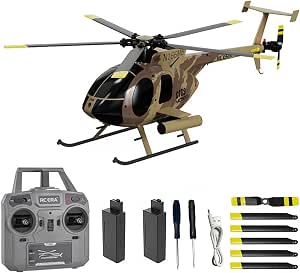 C189 2.4G 6CH Remote Control Helicopter (1:28 Scale) - Brushless Motors, Altitude Hold, Optical Flow, 2 Batteries, Red