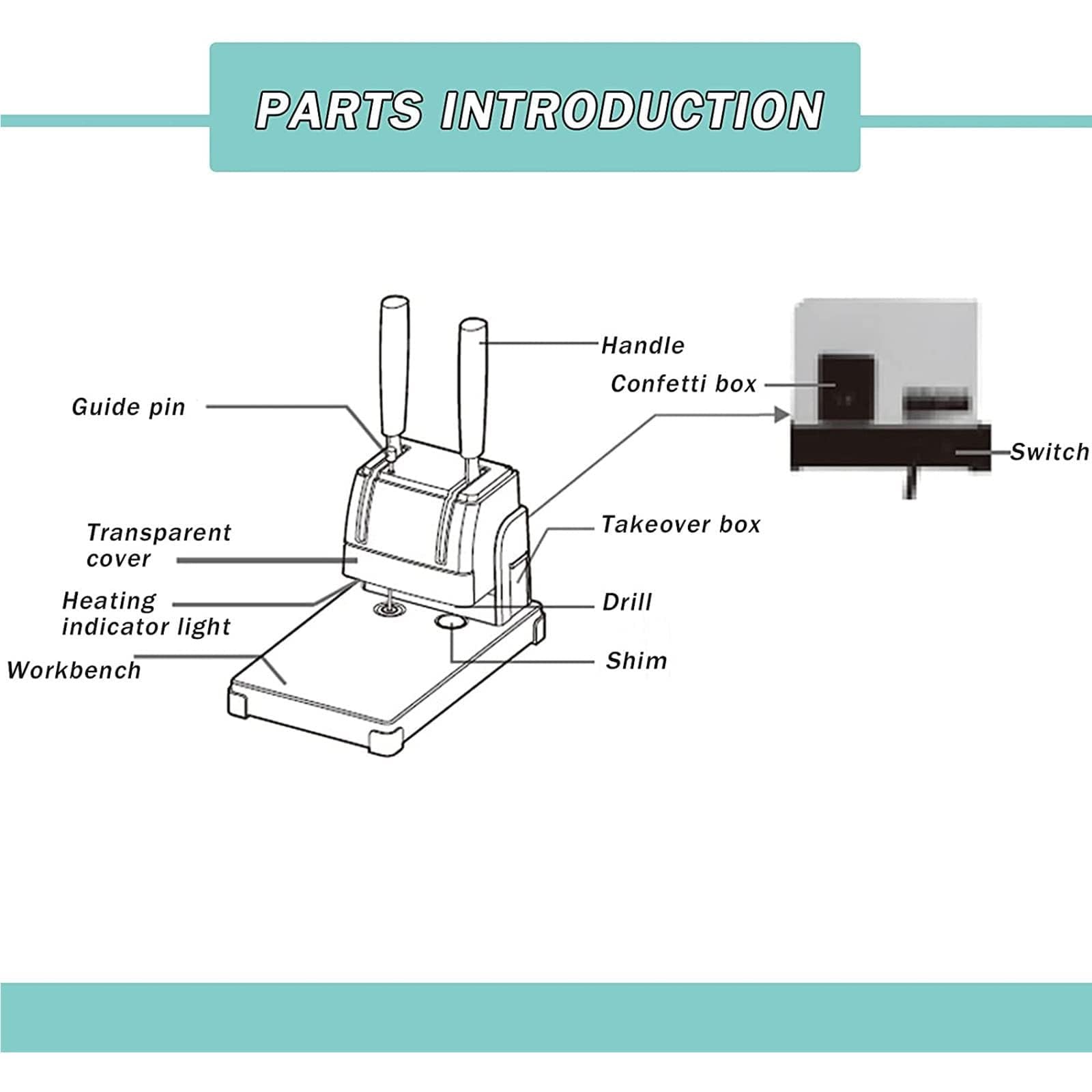 Rilegatrice per buoni finanziari - Raccoglitore manuale, capacità di punzonatura 30 mm, perforatrice contabile senza fili con tubo rivettato a caldo per ufficio