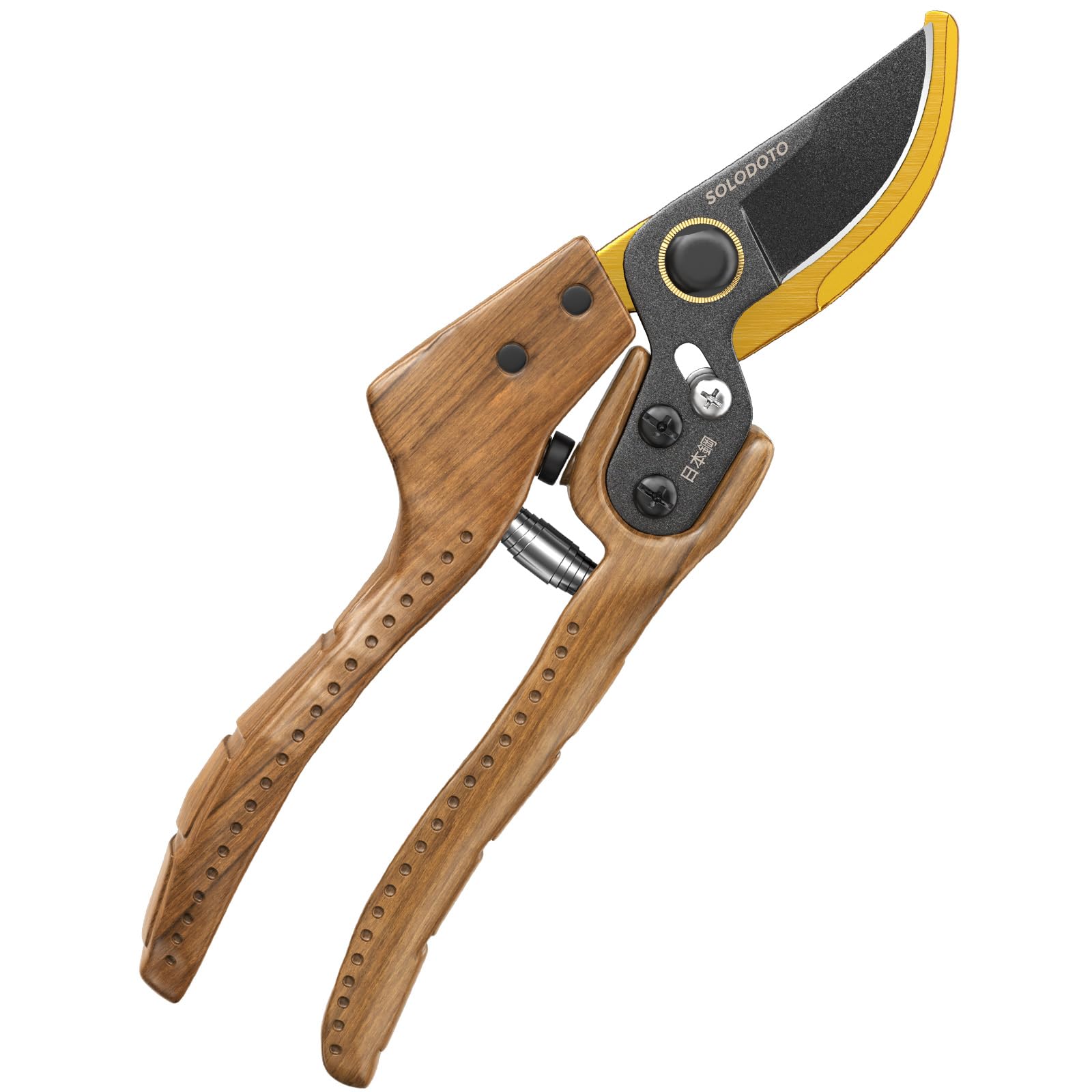 SOLODOTO Premium Holzoptik Gartenschere als Geschenk, – 6× schärfer, Japanischer SK5-Kohlenstoffstahl, Bypass-Schneide, 25 mm Schnittdurchmesser, für trockenes, frisches Holz, Profi Rosenschere