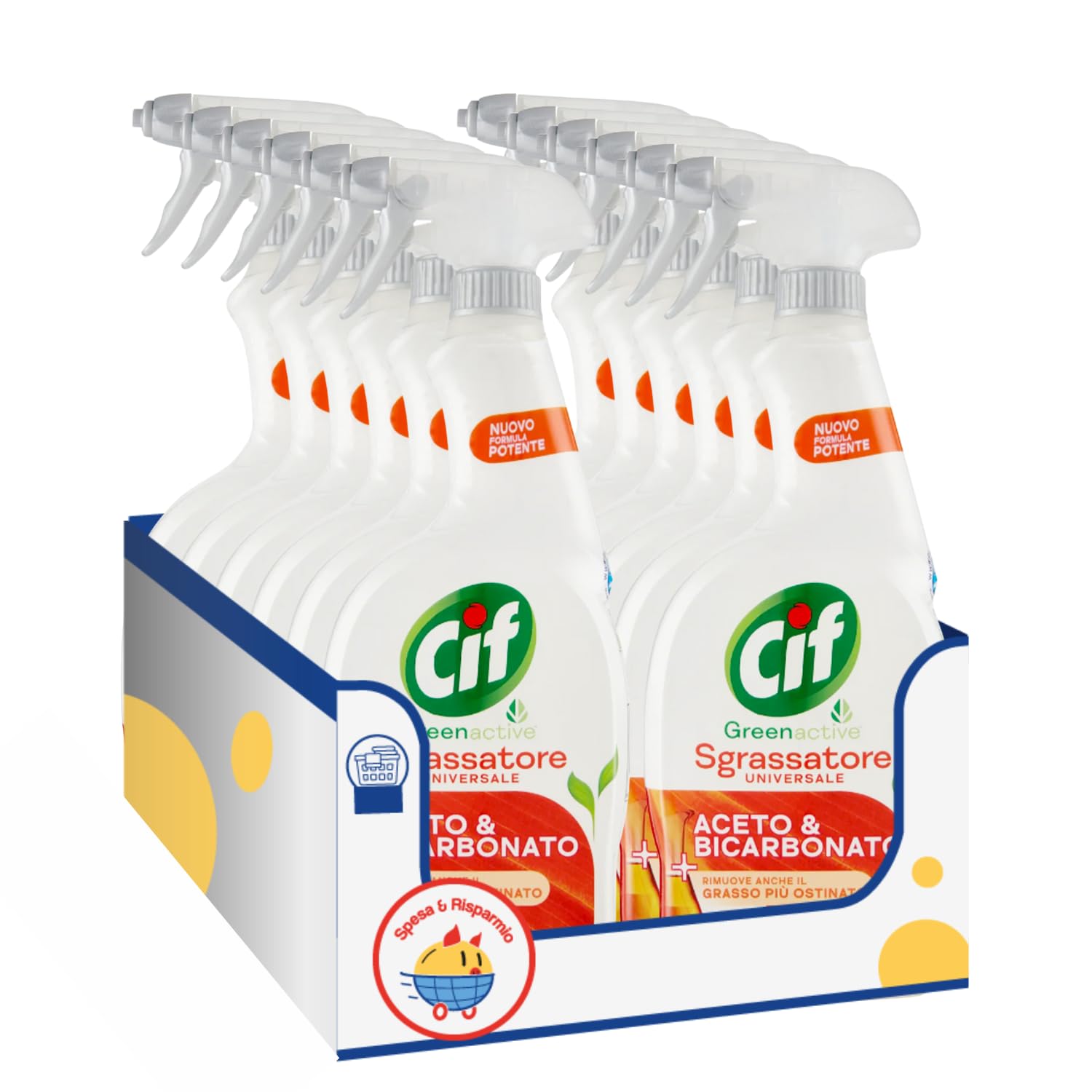 Detergente Sgrassatore per Cucina – Aceto e Bicarbonato – 650 ml – Pulizia Profonda Multiuso – Variazioni 4/8/12 Pezzi (12 PEZZI)