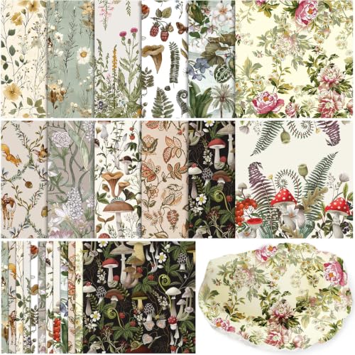 Yexiya 36 Sheet 6 Style Cottagecore Woodland Paper Napkins for Decoupage Vintage Wildflower Mushroom Decorative Cocktail Napkin for DIY Crafting Furniture Home Party Table Decor Unfold 13x13 Inch