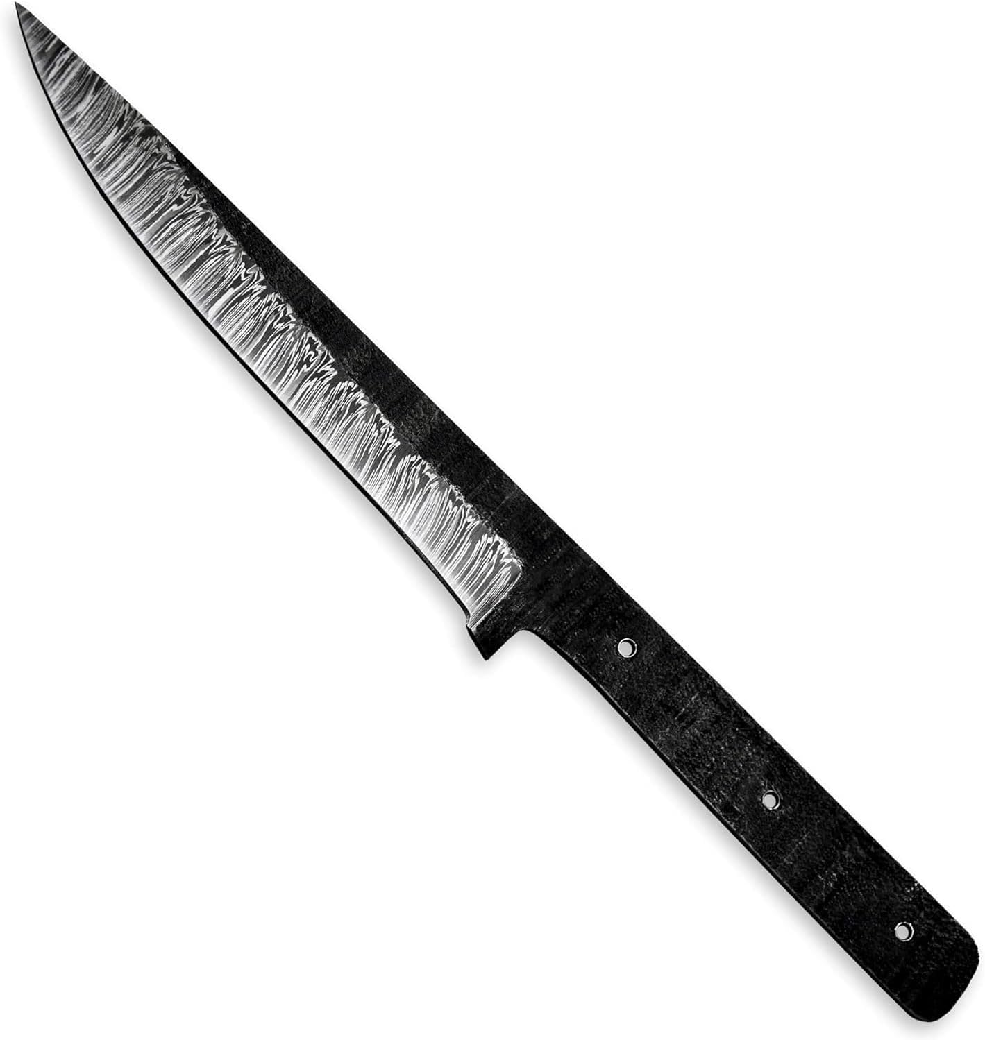 Custom Hand Forged Damascus Steel Blank Blade Fillet Knife Fisherman's Filet Fishing Knife Blade Damascus Blade Billet Handmade Knife Making Supply (FB-03)