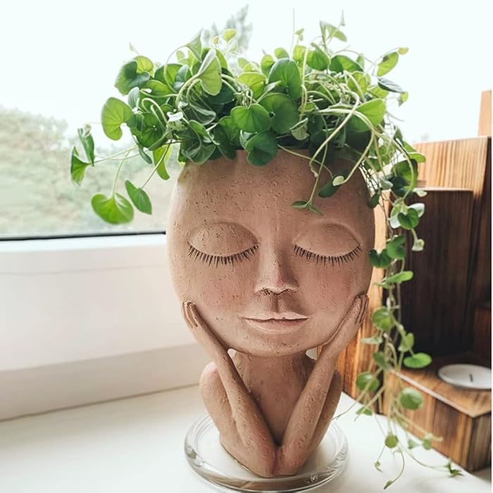 Buy Face Flower Pot Head Design Face Planter Succulent Planter Cute Resin Cactus Planter Indoor