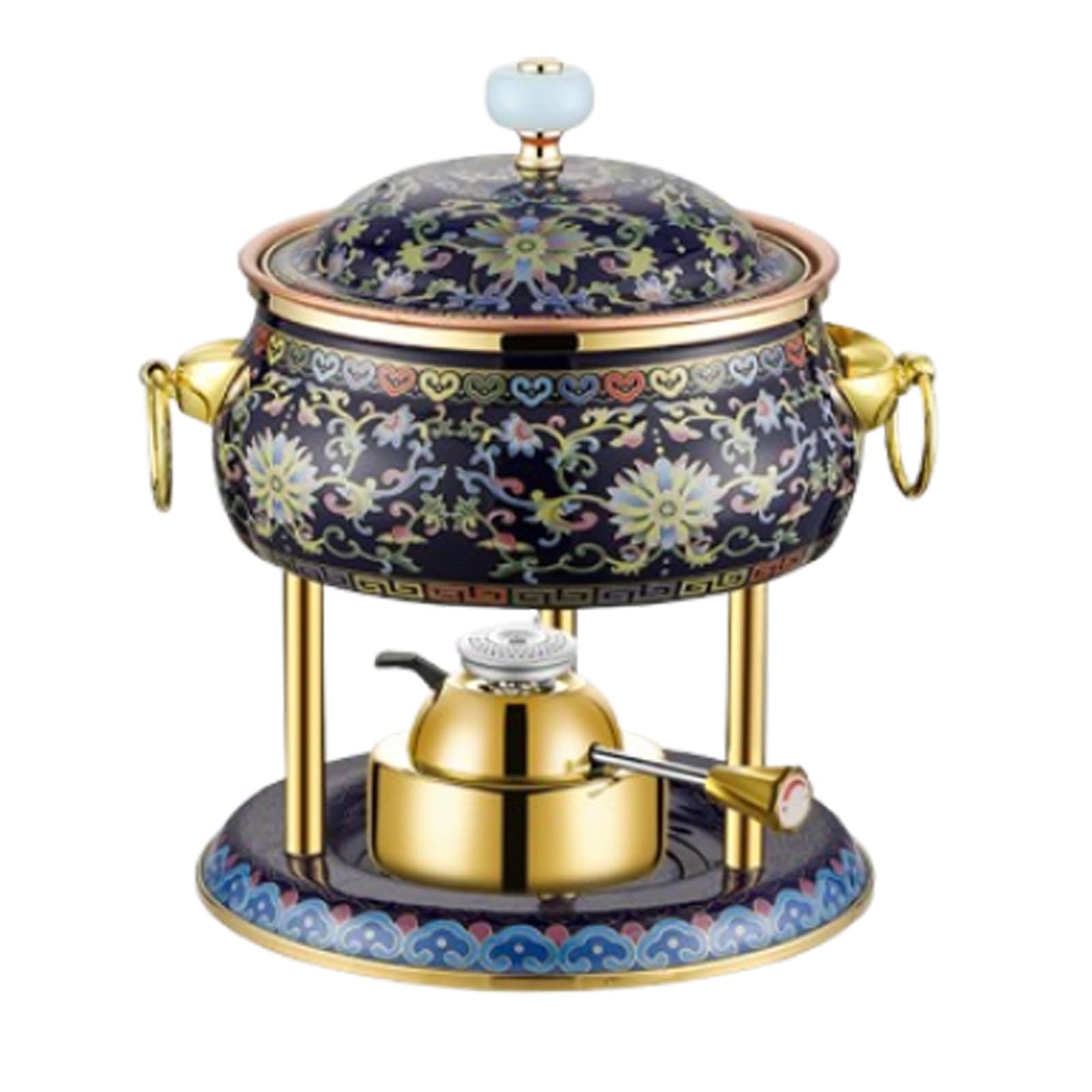 HTTGDGDH China Copper Pan Chinese Vintage Style Single Cooker Kitchen Cookware With Pan Lid Chinese Fondue Hot Pot Cookware,G,D