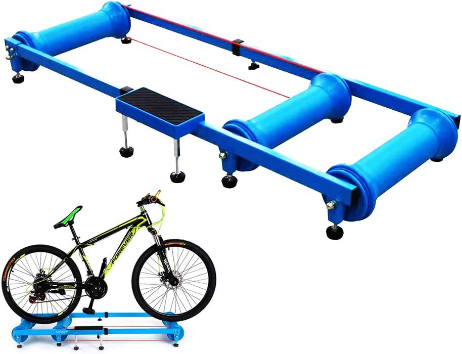 Foldable Bike Trainer Cycling Roller MTB Road Bicycle Exercise Station Resistance Exercise Fitness Machine Indoor Bicycle Training Platform,Blue