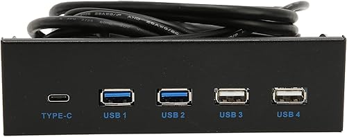 Miniatura 6 de Diyeeni Caja de computadora de 5.25 pulgadas Bahía frontal, lector de tarjetas interno, tablero de medios, con 2xUSB3.0 2xUSB2.0 1xType C, velocidad